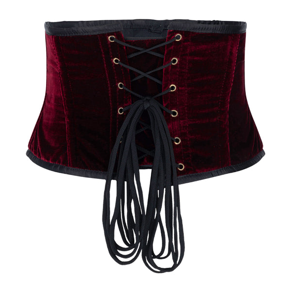 Steampunk Taillenkorsett aus bordeauxfarbenem Samt | Aderlass