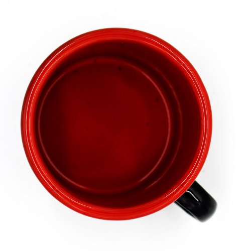Schwarze Emaille-Tasse im Vintage-Stil mit rotem Aderlass-Schriftzug 350ml Schwarz | Aderlass