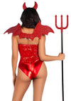 Rotes verführerisches Teufels Accessoire Set mit funkelnden Strassdetails von Leg Avenue – Ansicht 3