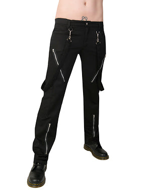 Punk-Jeans mit Bondage-Straps & Metall-Zipper Schwarz | Black Pistol