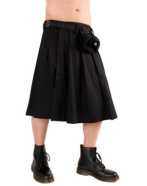 Short Kilt Kurz-Kilt mit Tasche & D‑Rings Schwarz | Black Pistol