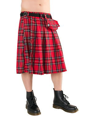 Kurz-Kilt mit Tasche & D‑Rings Rot | Black Pistol