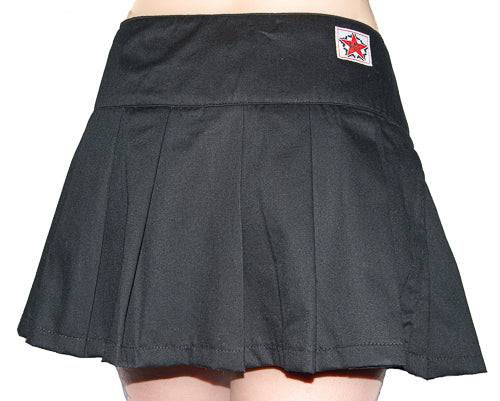 Falten-Minirock aus robustem Stretch-Denim Schwarz | Black Pistol