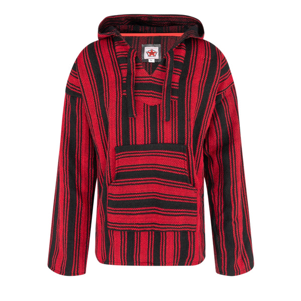 Traditioneller Baja-Hoodie im Ethno-Look Schwarz Rot | Black Pistol