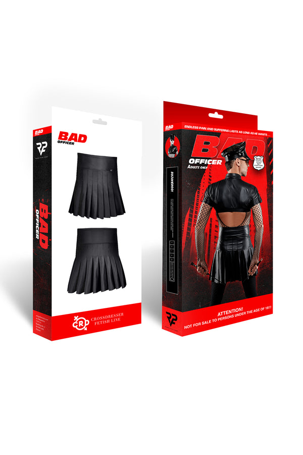 Eleganter Wetlook Faltenrock mit seitlichem Reißverschluss | Regnes Fetish Planet