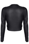Verführerisches Kunstleder-Top BRAdriana001 mit Schnürung und langen Ärmeln | Demoniq