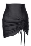 Schwarzer Minirock BRAzzurra001 aus Kunstleder mit Tunnelzug - Black Rose 2.0 Collection | Demoniq