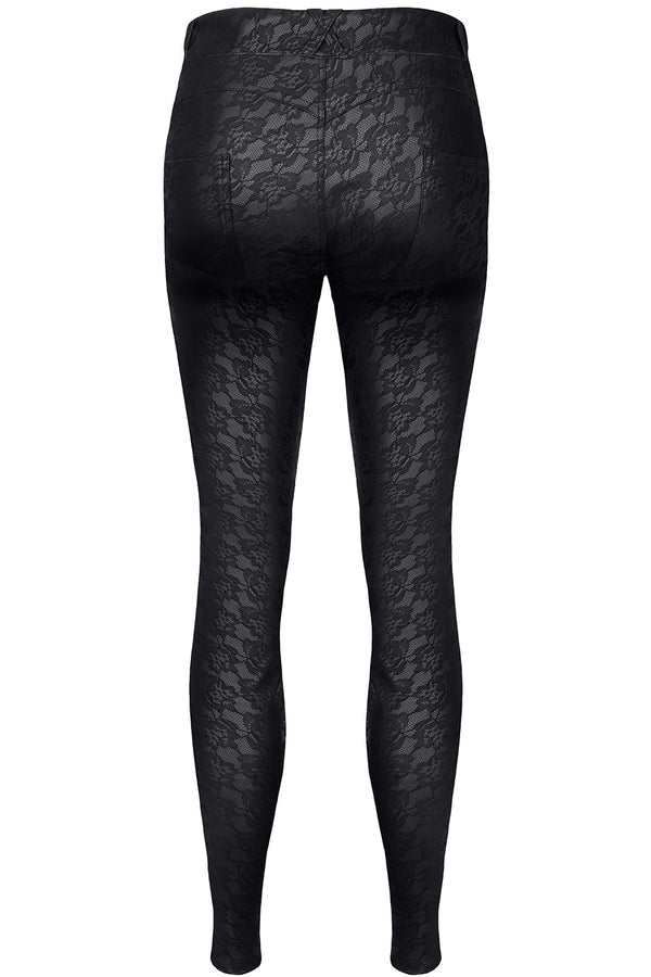 Schwarze Wetlook Leggings BRConstanza001 mit Gürtelschlaufen | Demoniq