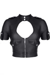 Demoniq BREnrica001 - Edles Damen Kunstleder-Top im Military-Style aus der Black Rose 2.0 Collection | Demoniq