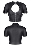 Demoniq BREnrica001 - Edles Damen Kunstleder-Top im Military-Style aus der Black Rose 2.0 Collection | Demoniq