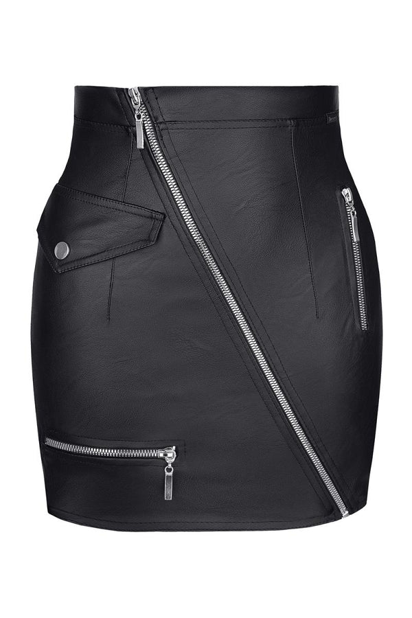 Schwarzer Minirock BRFrancesca001 aus Lederimitat - Black Rose Collection | Demoniq
