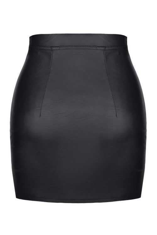 Schwarzer Minirock BRFrancesca001 aus Lederimitat - Black Rose Collection | Demoniq