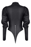 Schwarzer Body BRGiovanna001 aus Kunstleder mit Reißverschluss | Demoniq