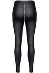 Schwarze Wetlook Leggings BRMaddalena001 mit 2-Wege-Reißverschluss | Demoniq