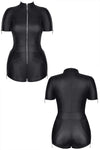 Schwarzer Kunstleder Body BRMarcella001 mit Reißverschlüssen | Demoniq