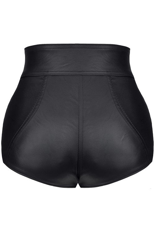 Verführerische Damen-Kunstleder-Shorts BRMonica001 Black Rose Collection | Demoniq