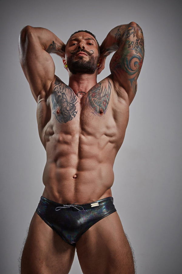 Herren-Badeslip mit herausnehmbarem Suspensorium Schwarz | CUT4MEN