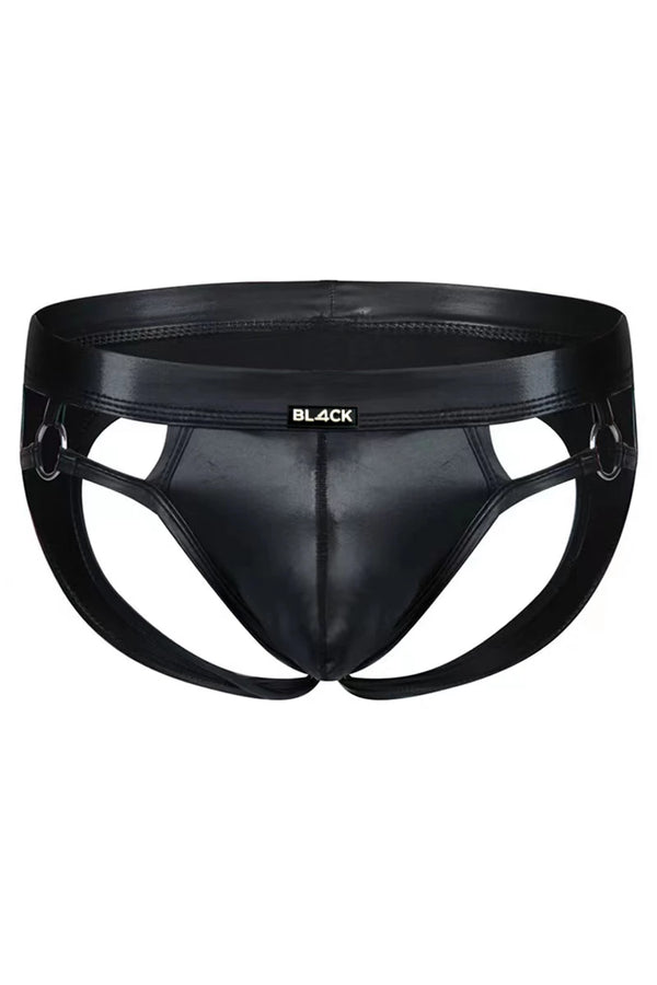 Wetlook Herren Jockstrap mit seitlichen Metallringen Schwarz | CUT4MEN