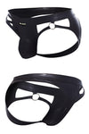 Wetlook Herren Jockstrap mit seitlichen Metallringen Schwarz | CUT4MEN