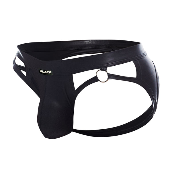 Wetlook Herren Jockstrap mit seitlichen Metallringen Schwarz | CUT4MEN