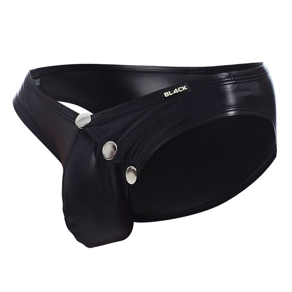 Wetlook Herren-Slip mit Druckknöpfen Schwarz | CUT4MEN
