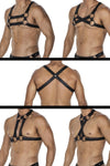 Herren-Brust-Harness mit Metallringen und Druckknöpfen Schwarz | CUT4MEN