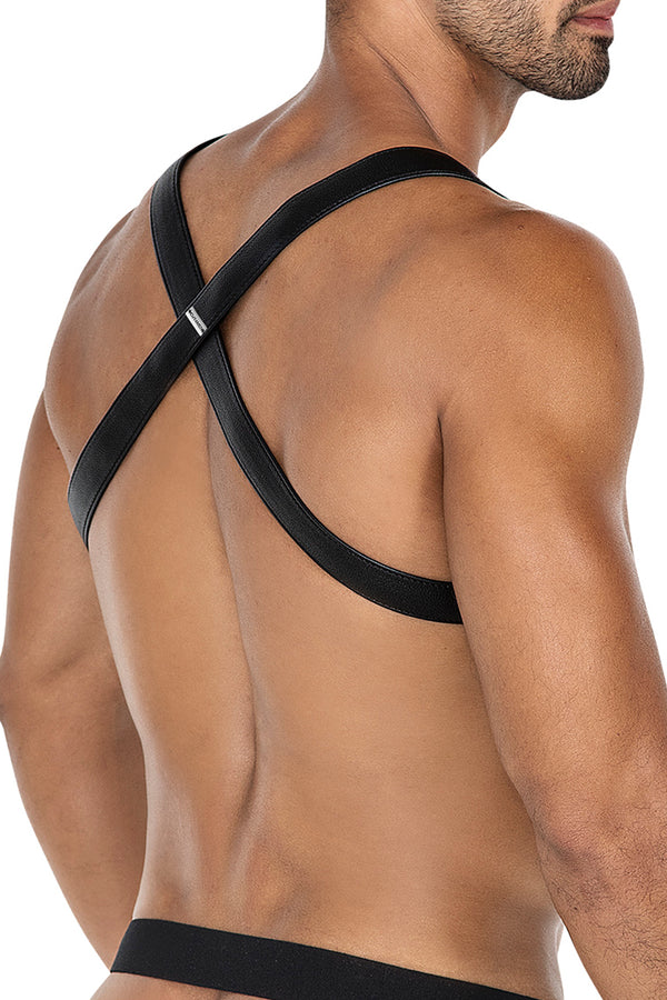 Herren-Brust-Harness mit Metallringen und Druckknöpfen Schwarz | CUT4MEN