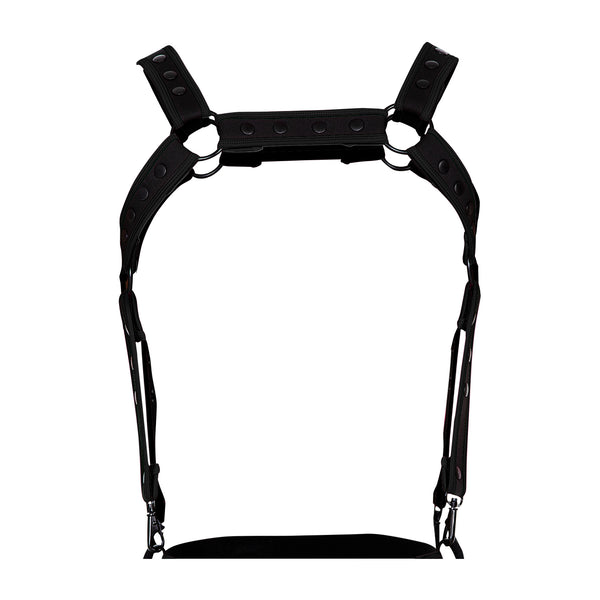 Herren-Brust-Harness mit Metallringen Schwarz | CUT4MEN