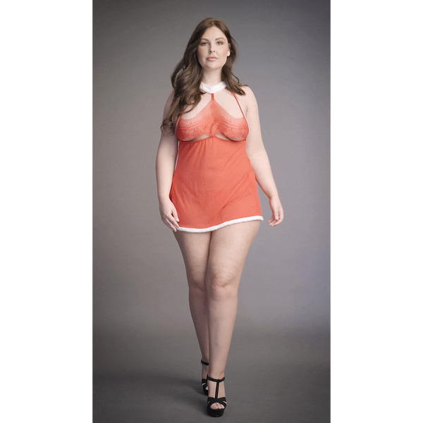 Rotes verführerisches weihnachtliches Babydoll Set mit gewagter Brustöffnung von Le Désir by Shots – Ansicht 14