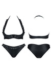 Erotisches Wetlook Set Mia - Schwarzer Unterbrust-BH & Slip | Demoniq