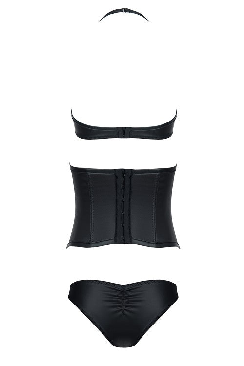 Verführerisches 3-teiliges Set DE448 aus PVC & Wetlook | Demoniq