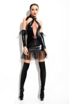 Wetlook-Minikleid - Martha - Set inkl. T-String, Strümpfe & Armstulpen | Demoniq