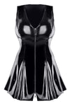 Schwarzes PVC Mini-Kleid mit Zwei-Wege-Reißverschluss TDPerlita001 | Demoniq