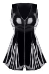 Schwarzes PVC Mini-Kleid mit Zwei-Wege-Reißverschluss TDPerlita001 | Demoniq SALE
