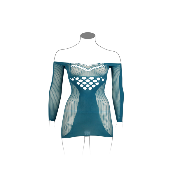 Blaues verführerisches Netz Minikleid mit betontem Ausschnitt von Le Désir by Shots – Ansicht 14