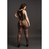 Schwarzer hochgeschlossener Bodystocking mit filigranem Spitzenmuster von Le Désir by Shots – Ansicht 13