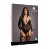 Schwarzer aufreizender Bodystocking mit tiefem V Ausschnitt und Strumpfhaltern von Le Désir by Shots – Ansicht 9