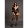 Schwarzer aufreizender Bodystocking mit tiefem V Ausschnitt und Strumpfhaltern von Le Désir by Shots – Ansicht 12