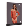 Roter eleganter schulterfreier Bodystocking mit feinem Goldglitzer von Le Désir by Shots – Ansicht 2