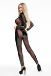 Transparenter Netz-Catsuit mit glänzendem Lack-Einsatz und Reißverschluss | 7Heaven