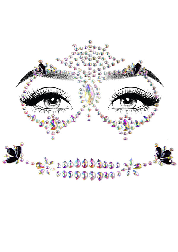 Kostümzubehör - Calavera Gesichtsjuwelen Sticker mehrfarbig | Leg Avenue