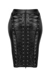 Schwarzer Wetlook-Rock mit Schnürung F273 | Noir Handmade