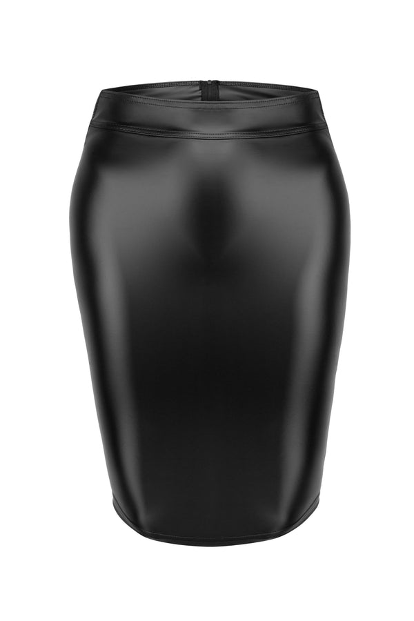 Schwarzer Wetlook-Rock mit Schnürung F273 | Noir Handmade
