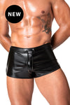 Herren Wetlook Shorts mit Reißverschluss-Details und Einsätzen | Noir Handmade Men
