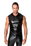 Ärmelloses Kapuzenshirt mit Wetlook-Finish und cooler Silhouette | Noir Handmade Men