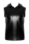 Ärmelloses Kapuzenshirt mit Wetlook-Finish und cooler Silhouette | Noir Handmade Men