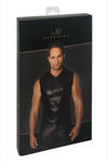 Ärmelloses Kapuzenshirt mit Wetlook-Finish und cooler Silhouette | Noir Handmade Men