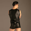 Matte Wetlook Tanktop Schwarz von KYNX: glatter Rücken des ärmellosen Tops, Rückansicht am Model