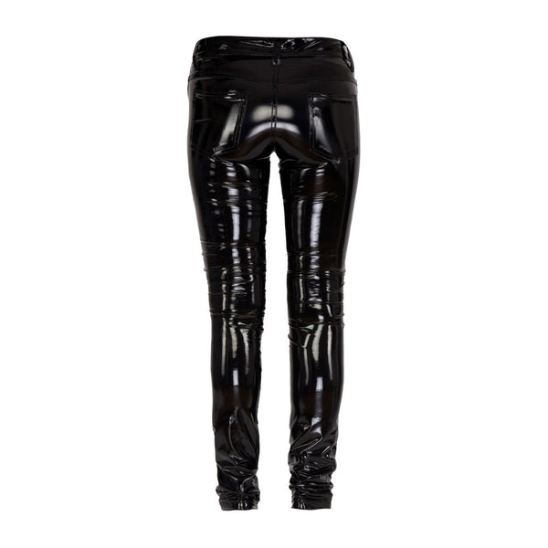 Figurbetonte Hose mit Wet‑Look-Oberfläche Schwarz | lovesect