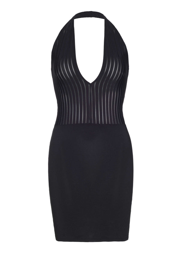 Rückenfreies Minikleid tiefer V-Ausschnitt schwarz | Leg Avenue